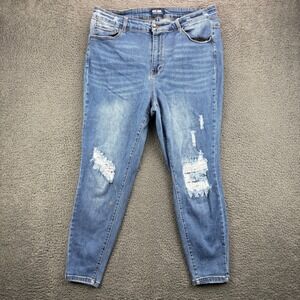 Wax Jean Womens Size 20 Dark Wash Distressed Skinny Jeans Los Angeles California